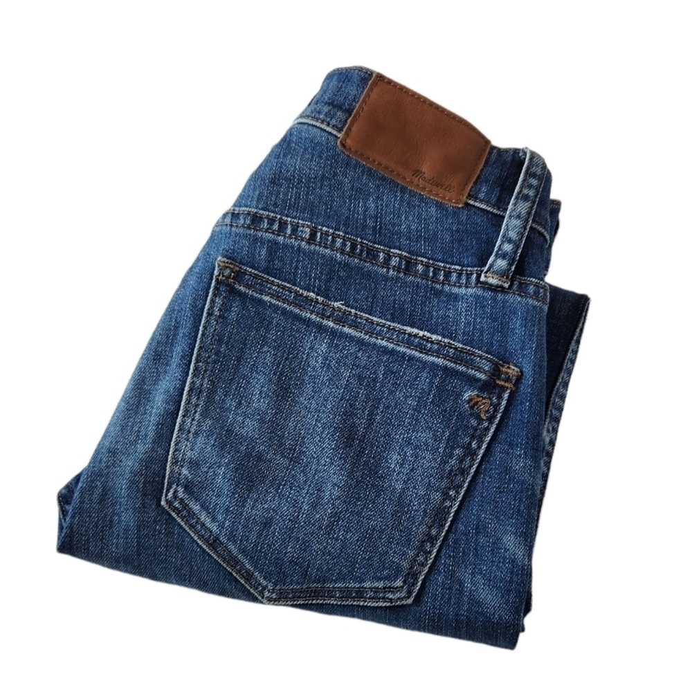MADEWELL 9" Skinny Womens 23 Cropped Blue Jeans Distressed Mid Rise Stretch